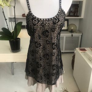 T-Halter Lace Overlay Dress